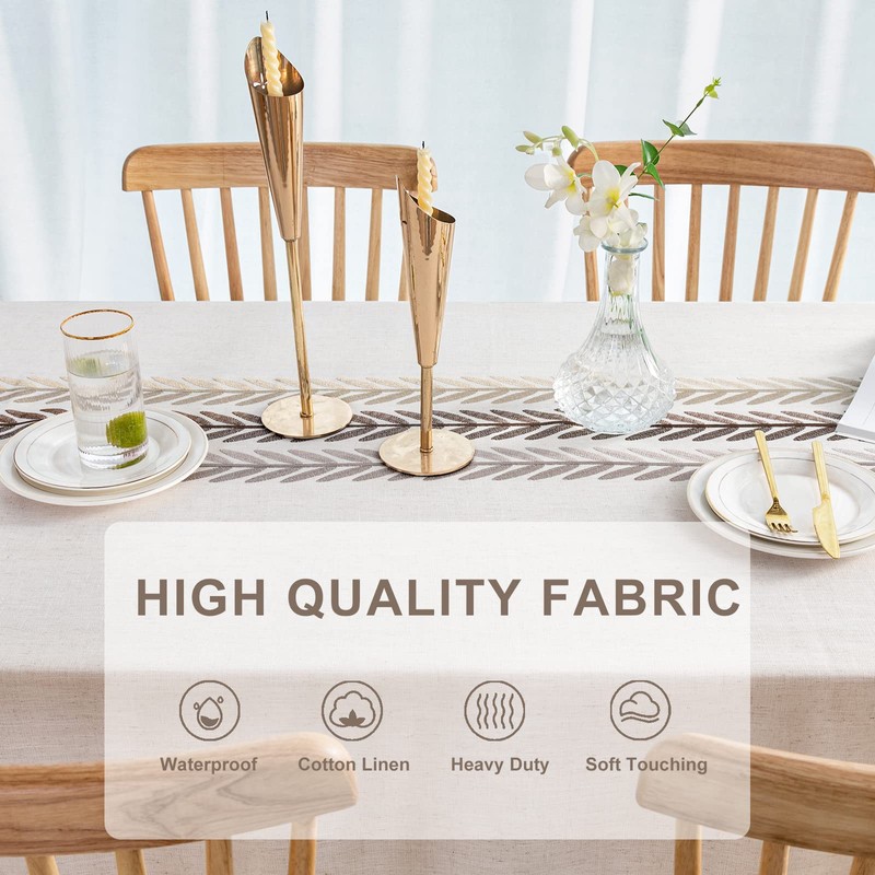 SUNBEAUTY Table Cloth Rectangular Cotton Linen 140x220 Tablecloth Waterproof Wipe