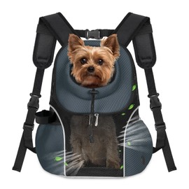 WOYYHO Pet Dog Carrier Backpack Small Dog Front Backpack Ventilated Mesh Dog Travel Back Pack with Safety Belt for Travel Hiking Cycling Outdoor Adventures (Size L: 10-14 lbs, Dark Gray)