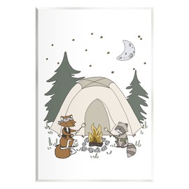 Stupell Industries Woodland Animals Camping Nature Tent Roasting Marshmallows Wood Wall Art, Design By Sweet Melody Designs