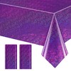 2 Pcs Purple Holographic Laser Tablecloths with Shimmering Stars Table