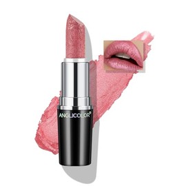 Anglicolor Labial Rosa Brillante Nacarado Brillo 3D Hidratante | Pink Lipstick,Color Intenso, Fórmula Cremosa Ligera y Suave,Mantiene Labios Hidratado