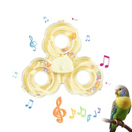 SQUSIMEI Bird Spinning Toys Inside The Birdcage Parrot Toys for Medium Small Birds Emitting Sounds Interactive Parrot Toy Accessories Reduces Anxiety Budgies Lovebirds Cockatiels Parakeets (Yellow)