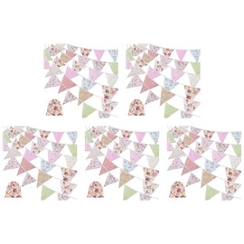 Tuperoymse 5pcs 40Ft Fabric Bunting, 42Pcs Outdoor Bunting Banner,Floral Vintage Cotton Triple-Cornered Flag