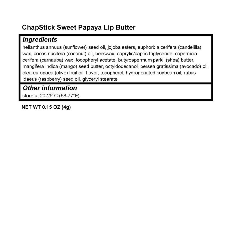 ChapStick Papaya 100% Natural Lip Butter Tube, Lip Balm -