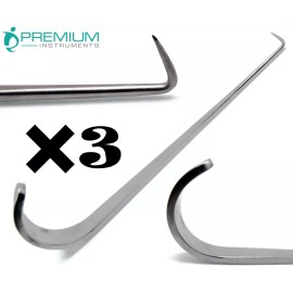PREMIUM INSTRUMENTS 3 Pcs Jackson Trachea Tenculum Hook 6" Surgical New Retractor Instruments