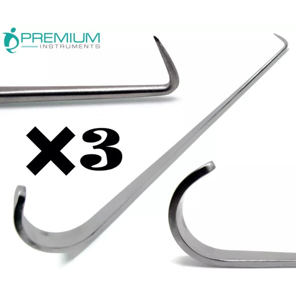 PREMIUM INSTRUMENTS 3 Pcs Jackson Trachea Tenculum Hook 6" Surgical