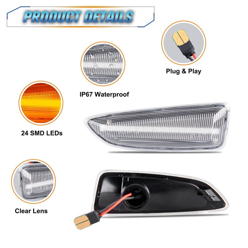 POPMOTORZ 2 x LED Side Indicators for Vauxhall Astra J