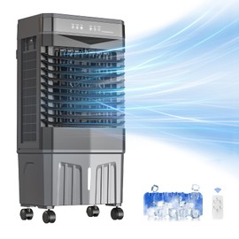 Auertech 1800CFM Swamp Cooler with Remote, 5.3 Gal Evaporative Air Cooler with 12H Timer, 120° Oscillation, 3 Speeds, 4 Ice Packs, Portable Swamp Cooler Air Conditioner with Casters for Garage, Room