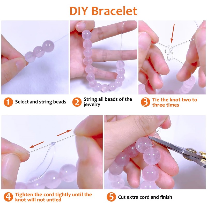 0.8 mm Clear Bracelet String, Elastic String for Bracelets Jewelry