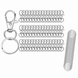 Anillas Llaveros, 100 Argollas para Llaveros y Ganchos Giratorios, Aros para Lllaveros Acero Inoxidable, Broches para Hacer Llaveros, Anillos de Metal para DIY Manualidades y Bisutería (Plateado)