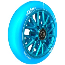 Blunt Hollow Core Stunt Scooter Wheel Park I Trick I Pedal I Scooter I Replacement I Wheel I Wheel I Aluminium I Abec 9 Ball Bearings I Freestyle I + Fantic26 Sticker (Deluxe Turquoise/Blue, 120 mm)