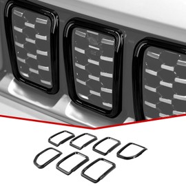 JeCar - Cubiertas de rejilla delantera para parrilla, accesorios exteriores compatibles con Jeep Grand Cherokee 2021-2023, color negro