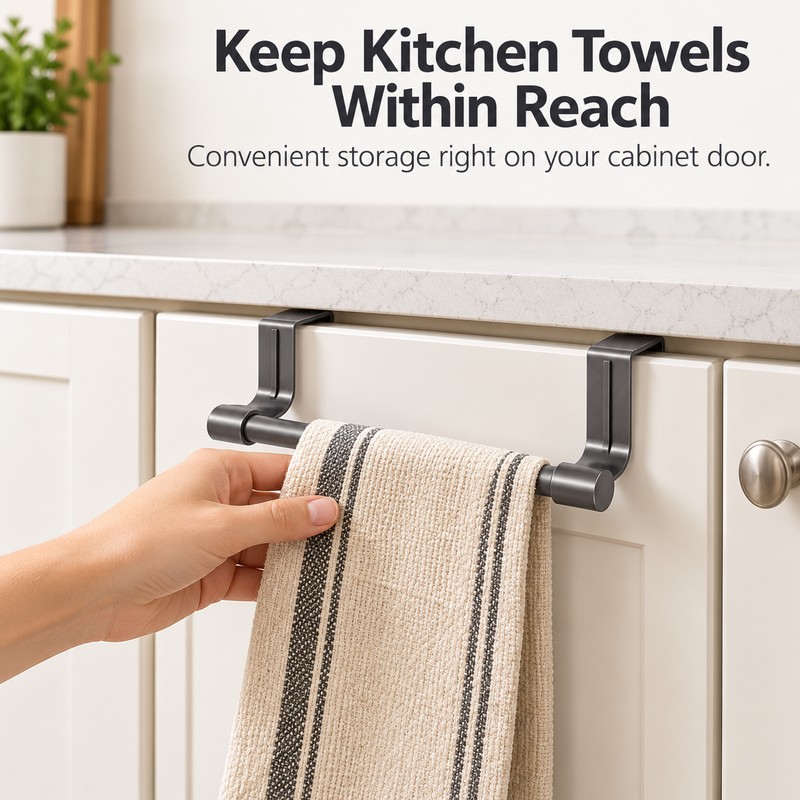 Over Cabinet Towel Bar for Kitchen and Bathroom – 9.06