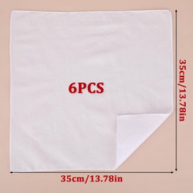 Qianyu Pack of 6 Handkerchiefs for Men High Quality Pure Cotton Soft Plain White Without Pattern Thin and Lightweight Handkerchiefs Large Handkerchiefs Pocket Squares for Men and Women 35.6 cm, White
