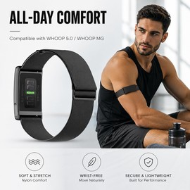 Nylon Sport Band Compatible with Whoop 5.0 Bicep Bands One, Peak, Adjustable Elastic Arm Band for WHOOP 5.0/ MG Fitness Tracker, Sweat Resistant Bicep Strap Replacement for Whoop MG Life (Blue)