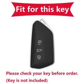 KUNIO Leather Key Cover for VW Golf 8 R GTI GTE Atlas ID.3 ID.4 GTX ID.6X Crozz Seat Leon MK4 Skoda Tarraco Octavia Enyaq Ateca 3 Buttons Black