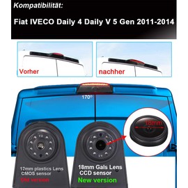 18mm Super Lens Top Mount Brake Lamp Brake Light Reversing Rear View Camera Parking Safety Assistant System for Fiat Iveco Daily 4 Gen 2011-2014 (18mm Top Lens) (18mm Top Lens)