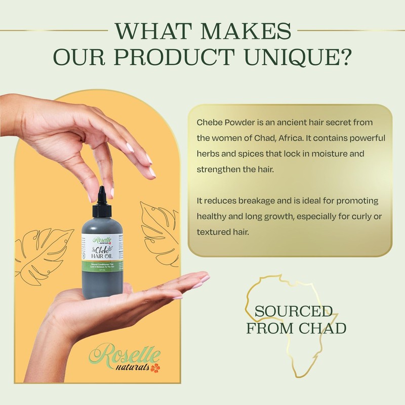 Roselle Naturals Chadian Hair Oil for Hair Growth 8 Fl