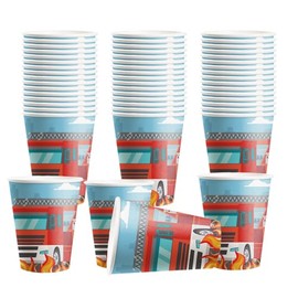 MORAINJAY Pack of 16 Fire Engine Paper Cups for Children's Birthday Party, 9 oz/250 ml Paper Fire Engine Party Cups, Drinking Cups, Cups for Party Supplies, Cups for Baby Shower, Children's Party - 16
