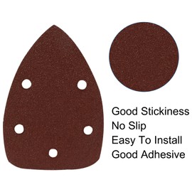 Cjueiom 50 Pcs Mouse Detail Sander Sandpaper Assorted, 5 Hole Mouse Sandpaper Hook and Loop Sander Pads, 40/60/80/120/240 Grit Palm Sander Paper Sanding Sheets for 140mm Sanding Machine