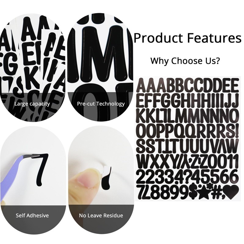 YIKTUNQ 480 Pieces Letter Stickers, 1 in Waterproof Letter Number