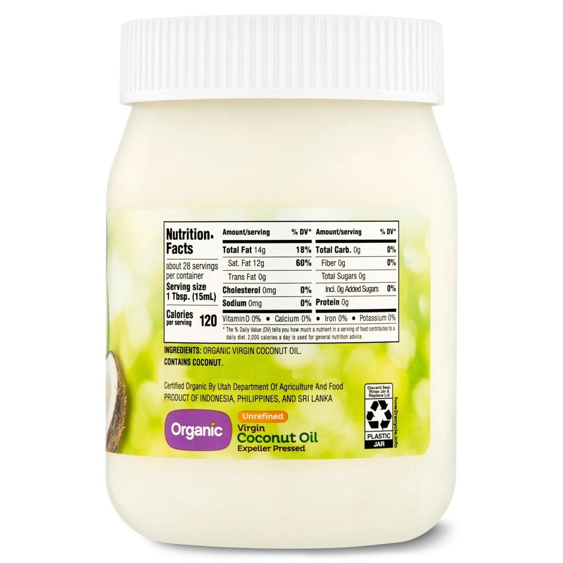 Organic Unrefined Virgin Coconut Oil with No Artificial Flavors or