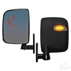 Golf Cart Tire Supply Mirror, Deluxe LED Side, Set of 2, Running/Turn Signal Lights 12-48V, 3 Wire