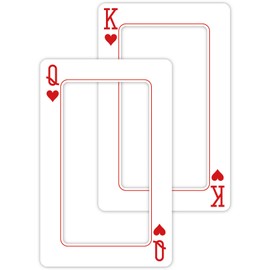Foilswirl 24.8 x 15.7 Inch Casino Theme Photo Booth Frame Jumbo Large Red Hearts K and Q Playing Cards Photo Frame Giant Playing Cards Cutouts for Poker Night Birthday Graduation Prom Supplies(K, Q)