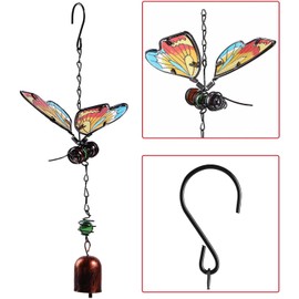 Enchanting Stained Glass Butterfly - Window Butterfly Suncatcher with Bell,Stained Glass Window Hanging,Home Decor,Wind Chimes for Home, Party, Festival Decor, Glass Garden Decoration Indoor/Outdoor