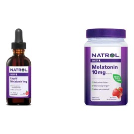 Kit Natrol: Melatonina Líquida 1mg Rápida Abs 60ml Berry + Melatonina 10mg 140 Gomitas Fresa