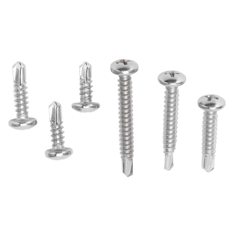 200PCS Round Head Cross Screws 304 Stainless Steel Self Drilling