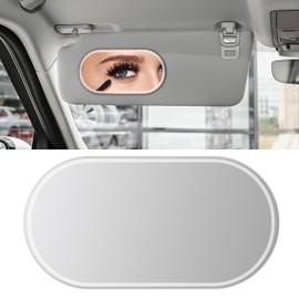 Ouzorp Car stainless steel sun visor vanity mirror, car self-adhesive vanity mirror, travel vanity rearview mirror, suitable for car truck SUV sun visor, seat back, dashboard(oval)