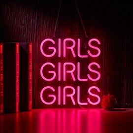Neon Signs Girls Beer Bar Home Art Neon Light LED Neon Lights Sign with Dimmer for Bedroom Office Hotel Pub Cafe Recreation Room Man Cave Wall Sign Decor(Pink)