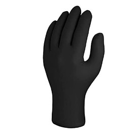 Skytec TX 524 Black Nitrile Disposable Gloves - Latex Free, Powder Free, Exam Disposable Gloves, Disposable, Surgical, Cleaning, Food Gloves, Extra Strong, Black Disposable Gloves