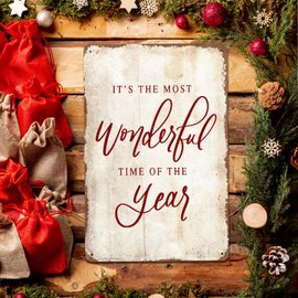 UYIKG Vintage Christmas Decorations It's The Most Wonderful Time of The Year Metal Tin Signs for Home Living Room Decor 8x12 Inches