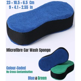 K-STH (5 Pack) Microfibre Car Cleaning Sponges & High-Density Car Sponges For Washing, Hygiene Colour-Coded, Non-Scratch, Multi-Use Big Sponge | Car Sponge For Inside, Wheels, Windscreens & Bodywork