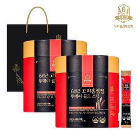 고려홍삼중앙회 6년근 고려홍삼정 투데이 골드 스틱 10ml x 100포 x 2통 / 고급 쇼핑백 증정 Korea Red Ginseng Central Association 6-Year-Old Red Ginseng Extract Today Gold Stick 10ml x 100 Packs x 2 Bottles / Premium Shopping Bag Gift