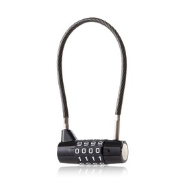 A padlock with four-digit code, padlock long shackle 17.5 cm solid steel cable, multi-purpose lock with combination code, for garden furniture, lockers, fences, bicycle lock