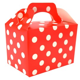 Lotus 20 x Children/Kids Red Polka Dot Party Boxes - Vibrant Red Polka Dot Design - Perfect for Parties, Events, Gifts, Food, Loot, Weddings, Celebrations - Versatile, Convenient & Stylish (Red)