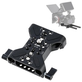 JLWIN Camera Base Plate with 15mm Rod Rail Clamp,Camera Rig 15mm Rod Rail System Base Plate for DSLR Camera Cage, Follow Focus, Matte Box, Video Shooting Accessories (Rods not Included)