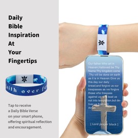 Apsvo Daily Bible Verse Bracelet Christian Bracelets for Men Women Scripture Tap Phone Bible Christian Gift Accessories (FAITH OVER FEAR)