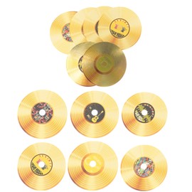 HOMSFOU Pack of 12 Vintage Vinyl Record Decorative CD Wall Decoration Retro Records Wall Art Vinyl Record Signs Wall Stickers for Home Bar Cafe Party Wall Decoration Gold