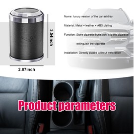 Dickno Car Ashtray with Lid, Portable Mini Ash Tray with LED Blue Light, Detachable Smokeless Car Cup Holder Trash Can, Universal Auto Interior Ashtray for Car Home Office (Black)