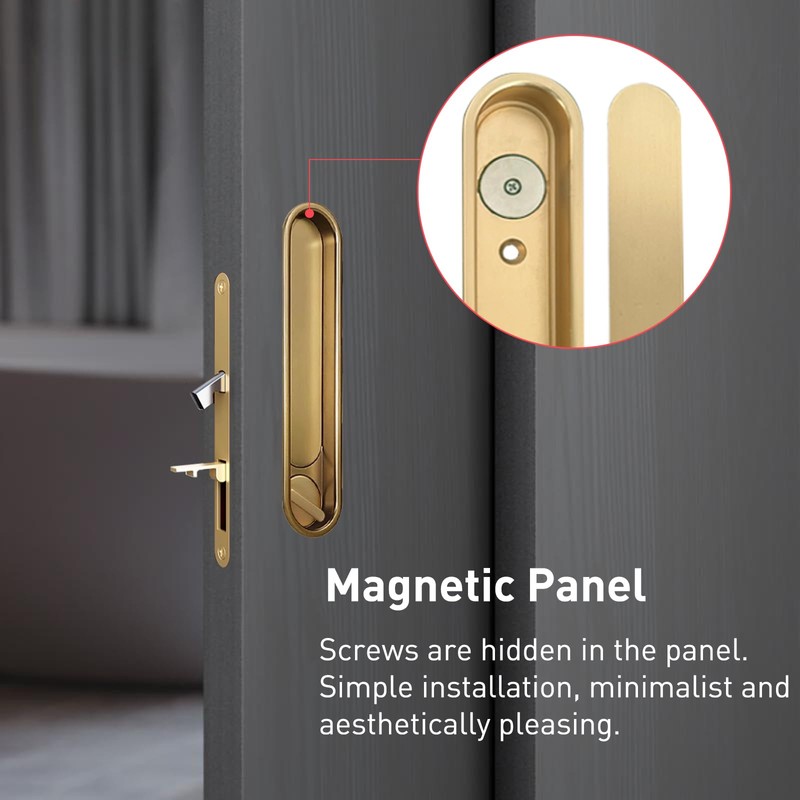 TSOEORET Pocket Door Lock and Pull, Recessed Sliding Door Handle,