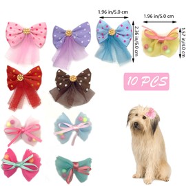 DHER 10 Pieces Dog Hair Clips Pet Hair Bows Pet Hair Clips Small Animal Hair Clips Super Cute Dog Headdress Cute Cat and Dog Party Supplies (D)