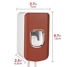 Zahnbürstenhalter mit 2 Schlitzen und Zahnpastaspender zur Wandmontage, automatische Zahnpasta-Presse, 2-in-1-Zahnbürsten-Zahnpasta-Organizer für Dusche (braun)