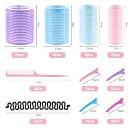 Pack of 47 Hair Rollers Large Curls Hair Curls Without Heat Hair Curler with 20 Hair Clips and 2 Combs for All Short, Medium or Long Hair (47 Pieces)
