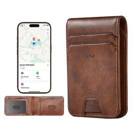 ESR Geo Wallet with Find My Functionality, RFID Blocking, Holds up to 11 Cards, Slim and Smart Wallet for Men, Replacement for AirTag Wallet Tracker(iOS Only, Not for Magsafe), Aged Leather