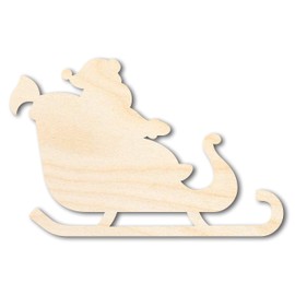 Unfinished Wood Santa in Sleigh Shape Craft up to 36" DIY 10" / 1/4"