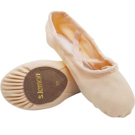 s.lemon Ballet Shoe for Girls,Canvas Split Sole Yoga Gymnastics Ballet Dance Slipper Light Pink 34